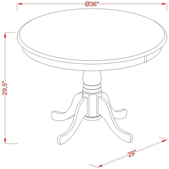 East West Furniture ANAB3-MAH-72 3 Piece Dinette Set for Small Spaces Contains a Round Kitchen Table with Pedestal and 2 Firebrick Red Faux Leather Parsons Chairs, 36x36 Inch - LeafyLoom