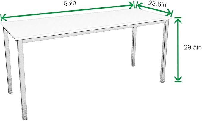 SogesGame Computer Desk, 63 inches Office Desk Computer Table Study Writing Desk Workstation for Home Office, White Dining Table - LeafyLoom