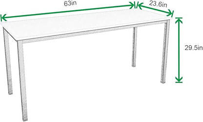 SogesGame Computer Desk, 63 inches Office Desk Computer Table Study Writing Desk Workstation for Home Office, White Dining Table - LeafyLoom