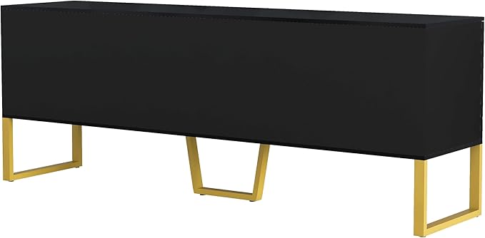 67" TV Stand with 2 Drawers and Cabinets, Modern Television Stands with Metal Legs and Handles for TVs up to 75 Inches, TV Console Table for Living room, Black - LeafyLoom