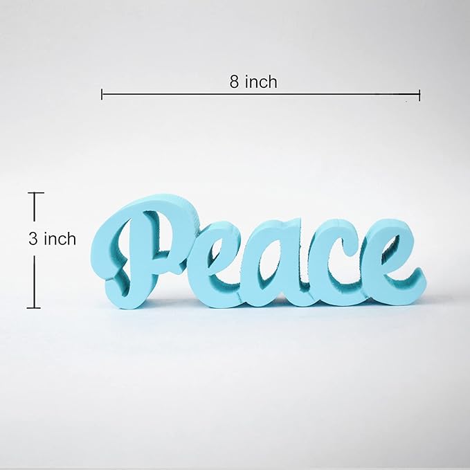 Peace – Blue, Aesthetic table decor for home or office, desk or Shelf. Quirky room decoration showpiece, ideal for birthday gift, corporate gift, and inspiring wall decor - LeafyLoom