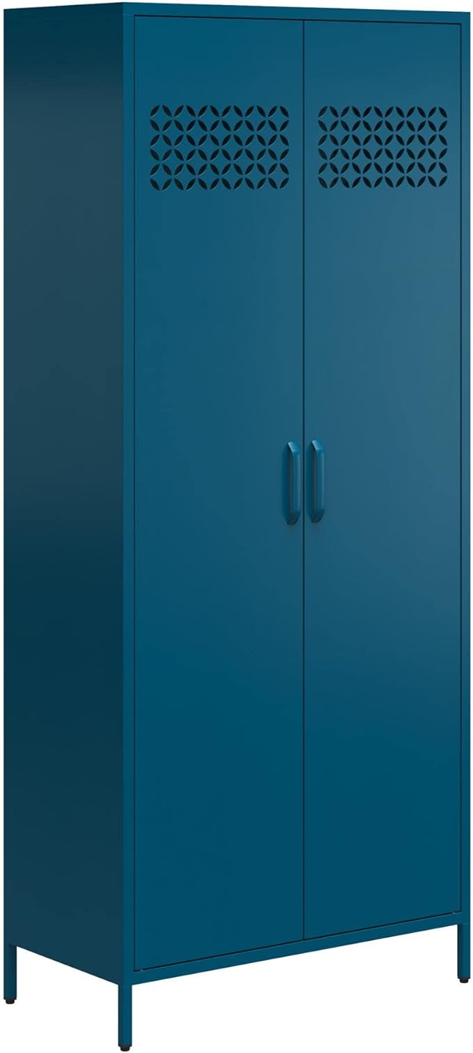 Mr. Kate Annie Tall Metal 2 Door Cabinet, Deep Ocean Blue - LeafyLoom