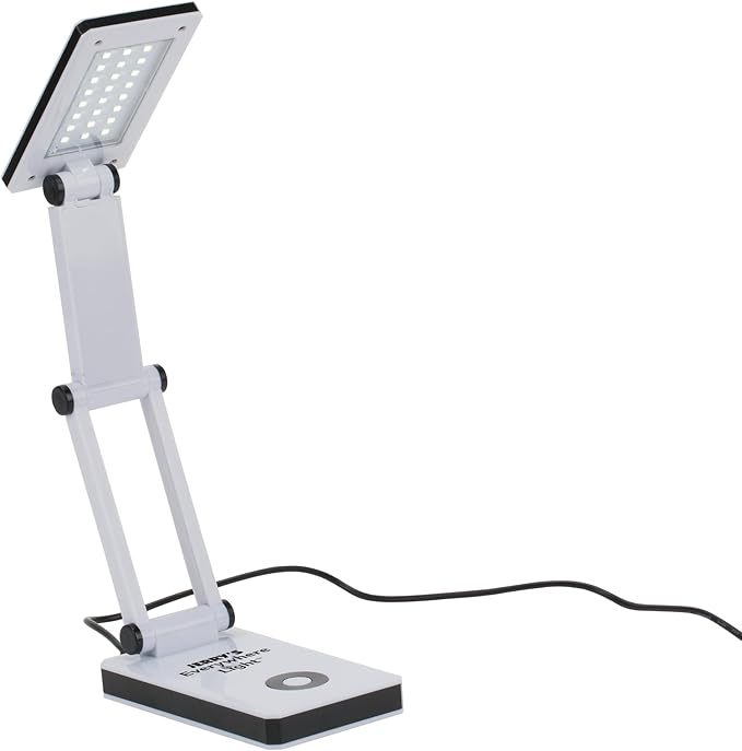 Jerry's Artarama Portable LED Desk Lamp - Flexible Gooseneck, Adjustable Level 24 LEDs, Stepless Dimming Desk Lamp, Perfect for Crafting - includes AC/USB Power Supply (Optional AA Battery) - White - LeafyLoom