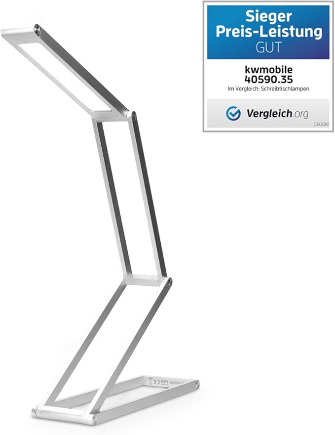 kwmobile Foldable LED Desk Lamp - Folding Portable USB Table Light with 3 Brightness Settings - for Home, Reading, Studying, Work, Travel - Silver - LeafyLoom