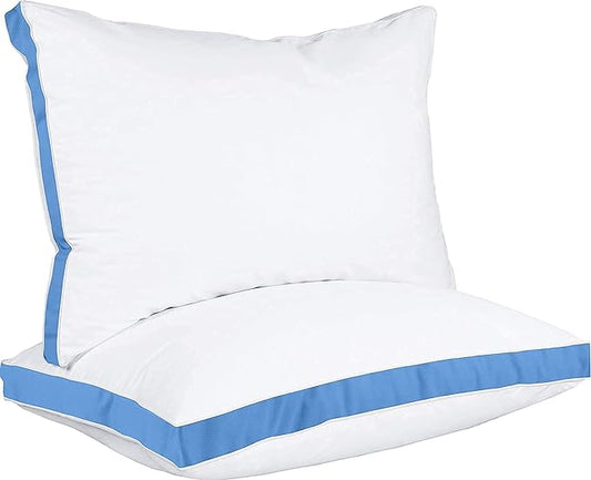 Utopia Bedding Bed Pillows for Sleeping Queen Size (Blue), Set of 2, Cooling Hotel Quality, Gusseted Pillow for Back, Stomach or Side Sleepers - LeafyLoom