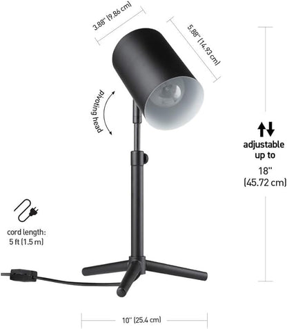 Globe Electric 52899 Pratt Desk Lamp, 18 in 1-Light, Matte Black Tripod Base - LeafyLoom