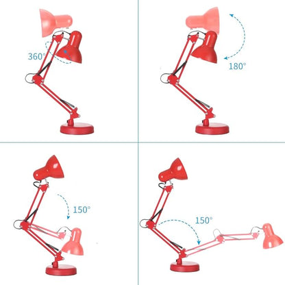 Led Desk Lamp with Clamp - Swing Arm Desk Lamp with 5 LED Cold Light Bulbs 6500K - Folding Table Lamp，Used for Office, Work, Study, Dormitory Reading and Eye Protection Desk Lamp (Red-5) - LeafyLoom