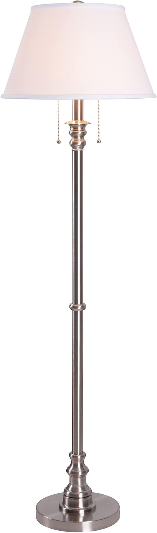 Kenroy Home 30438BS Spyglass Traditional Floor Lamp, Brushed Steel, 59.5 Inch Height, 17 Inch Width, 17 Inch Depth - LeafyLoom