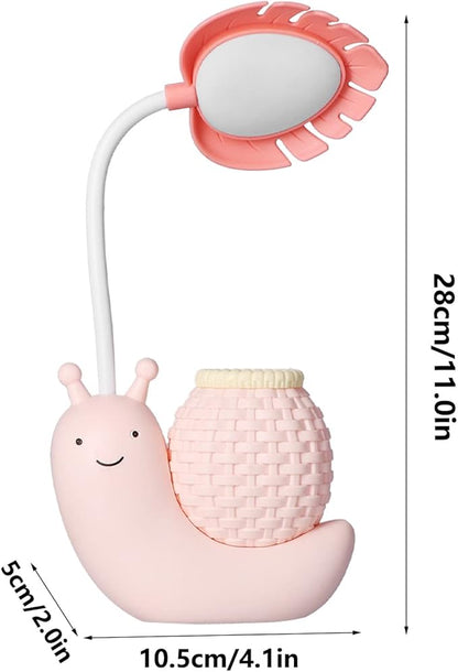 LED Desk Lamp with Pen Holder Cartoon Holder Table Lamp Multiple Function USB Charging Cute Desk Light for Students Kids(Pink) - LeafyLoom