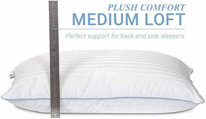 eLuxurySupply 2-Pack Premium Bed Pillows - Medium Density and Medium Loft Ideal for Back and Side Sleepers - 100% Cotton Casing - 20"X28" Standard/Queen Size - LeafyLoom