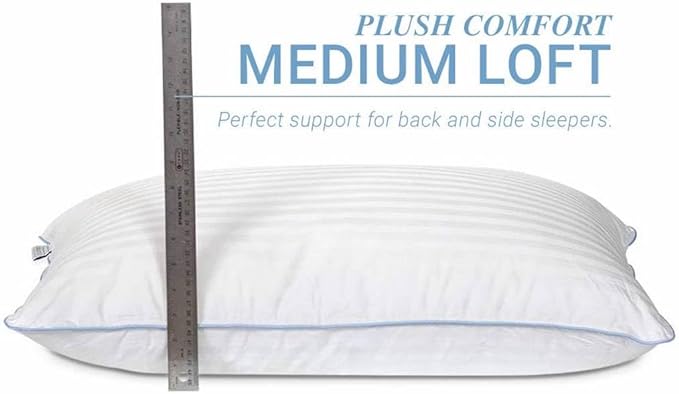 eLuxurySupply 4-Pack Premium Bed Pillows - Medium Density and Medium Loft Ideal for Back and Side Sleepers - 100% Cotton Casing - 20"X36" King Size - LeafyLoom