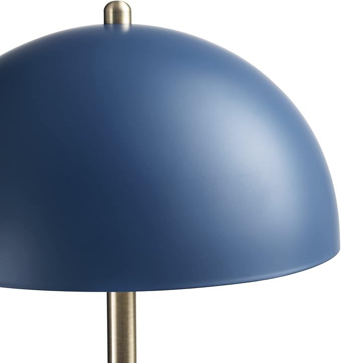 Globe Electric 52942 15" Desk Lamp, Matte Blue, Matte Brass Accents, in-Line On/Off Rocker Switch, for Bedroom, Office Decor, Home Essentials, Room Lighting, Reading Light - LeafyLoom