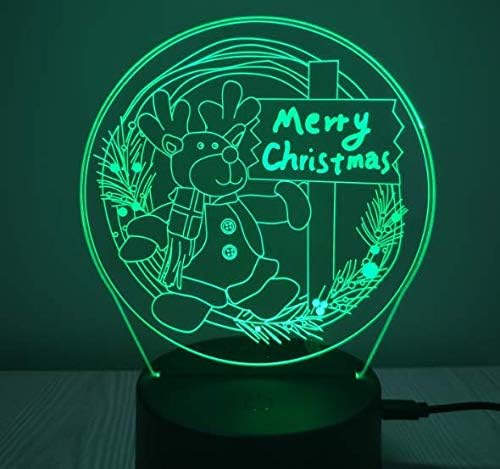 Christmas Deer 3D Night Light for Family Colleagues and Friends, Business Gifts Christmas Wishes Acrylic Table Lamp Store Decors Arts Gifts with XXL Board, for Friends Partners - LeafyLoom