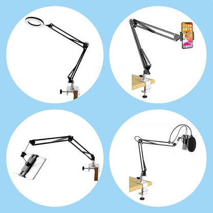 Replacement Heavy Duty C Clamp for 1/2” Base Magnifying Lamp,Desk Lamp,Swing Arm Lamp,Phone I pad Mount,Tablet Mic Holder,Table Mount Clamp for Microphone Stand Mic Boom Arm (G1 SIVLER) - LeafyLoom