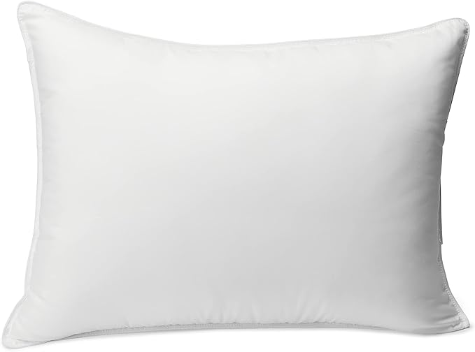 Amazon Basics Down Alternative Bed Pillow, Medium Density for Back and Side Sleepers, Standard, 26 x 20 Inch - Pack of 2, White - LeafyLoom