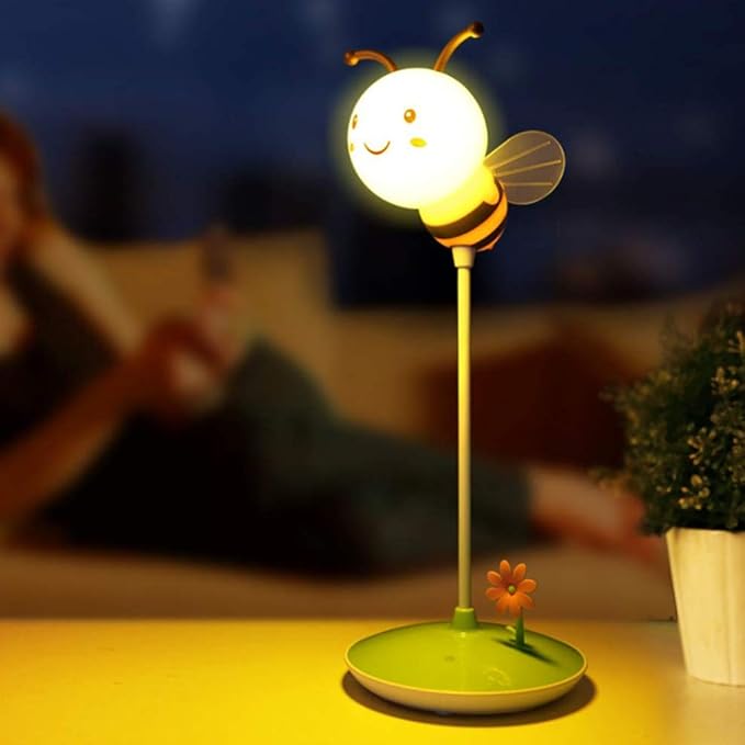 Cute Bumblebee LED Desk Lamp Touch Control Dimming 3 Brightness and 360°Flexible Gooseneck Eye-Care USB Rechargeable Lamp for Teens - LeafyLoom