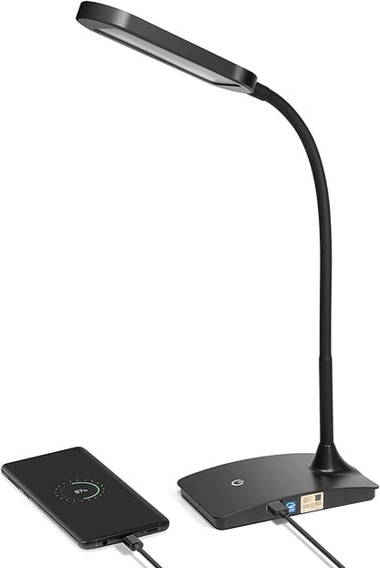 IVY20-40BK Ivy LED Desk Lamp with USB Port for Home Office - Super Bright Small Desk Lamp, a Perfect LED Desk Light as Study Lamp, Bedside Reading Lights (Black) - LeafyLoom