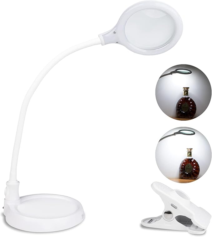 5X Magnifying Lamp，Lighted Magnifying Glass with Light and Stand Hands Free, Desk Magnifying Light, LED Magnifier Work Lamp for Reading, Crafts, Sewing, Hobbies. - LeafyLoom