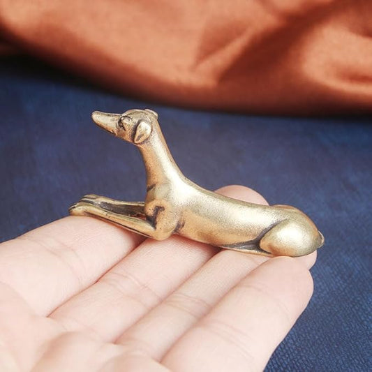 Vintage Solid Brass Miniature - Delicate Greyhound Desk Ornament for Pet Enthusiasts - Exquisite Collectible and Home Décor Accent（Greyhound） - LeafyLoom