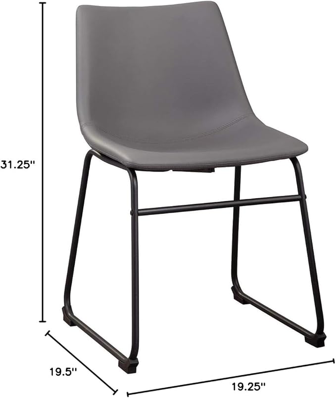 Signature Design by Ashley Centiar Urban Industrial 19" Faux Leather Bucket Dining Chair, 2 Count, Gray - LeafyLoom