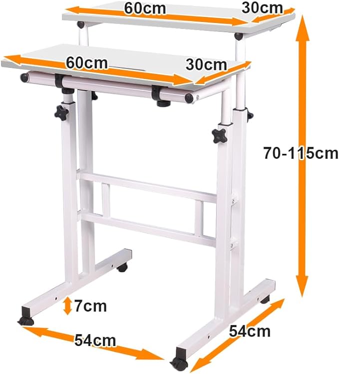 DlandHome Mobile Standing Desk Stand Up Desk Rolling Desk, Stand Sit Desk Mobile Computer Desk Adjustable Standing Desk 23.6inches Table Workstation Mobile Desk Cart Tray White - LeafyLoom