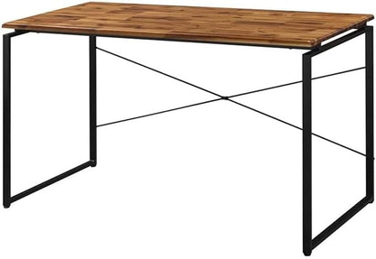 Acme Jurgen Wooden Rectangle Top Writing Desk in Oak and Black - LeafyLoom