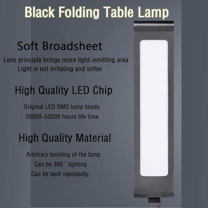 Foldable LED Desk Light, Slim Portable Rechargeable USB Table Light, Eye-Caring Aluminium Alloy Table Lamps,for Home, Reading, Studying, Work, Travel (Black) - LeafyLoom