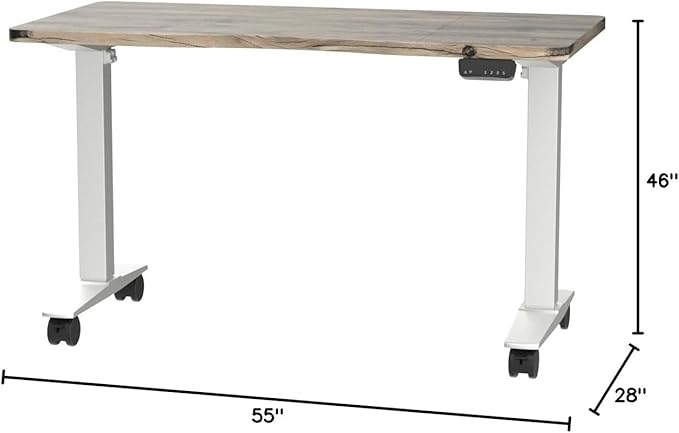 Monomi Height Adjustable Electric Standing Desk, 55 x 28 Inches Stand up Desk, Sit Stand Home Office Computer Desk, Maple - LeafyLoom