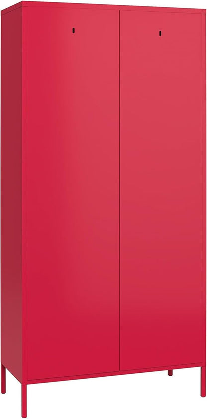 Novogratz Cache 2 Door Tall Metal Locker Style Storage Cabinet, Magenta - LeafyLoom