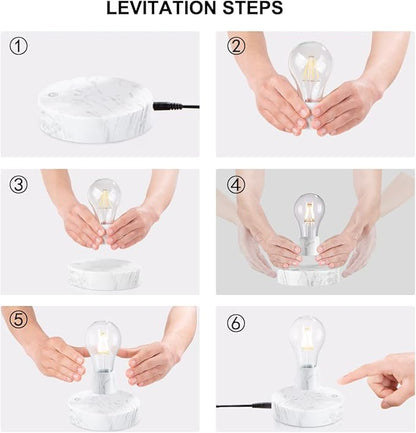 Magnetic Levitating Light Bulb Lamp, 360 Degree Rotating Floating Bulb Desk Lamp, Magnetic Levitation Bulb Night Lights, Cool Gifts, Room Office Decorative Lamp (White) - LeafyLoom