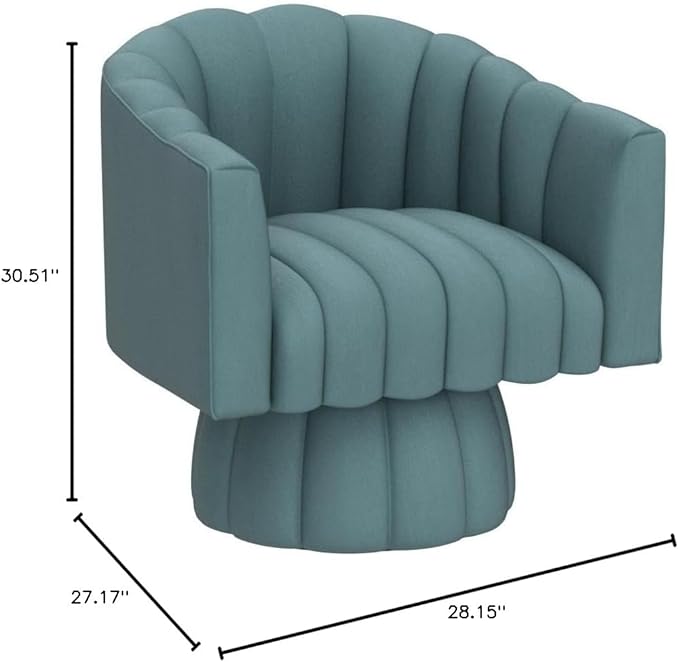 Accent Chair Mid Century 360 Degree Swivel Chair,Modern Lounge Sofa Round Barrel Chair with Wide Upholstered,Fluffy Velvet Fabric Chairs for Home Sofa Living Room/Bedroom/Waiting Room (Blue) - LeafyLoom