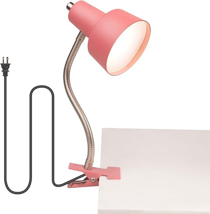 Energetic Clip on Lamp for Bed, Non-Dimmable Reading Light for Bed and Desk, 4000K Cool White, 3.5W 240 LM Flexible Gooseneck lamp, Eye Protection (Pink) - LeafyLoom