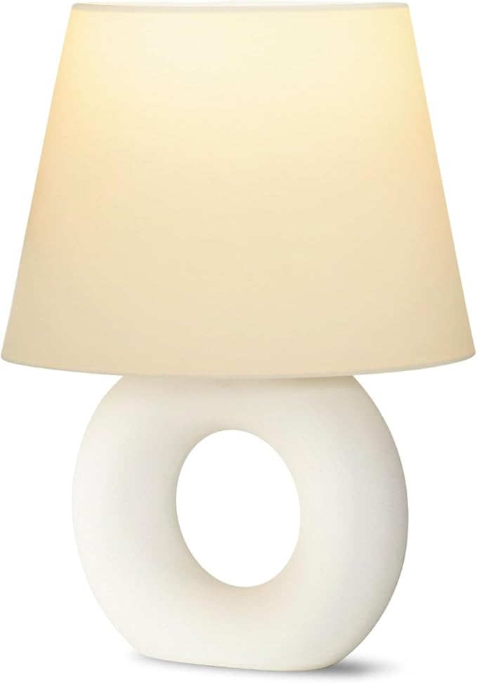 Brightech Chloe LED Table Lamp - Unique Modern Ceramic Lamp for Bedroom, Bedside, Desk - Cozy Night Light with Soft White Light for Living Room, Home Office - LeafyLoom