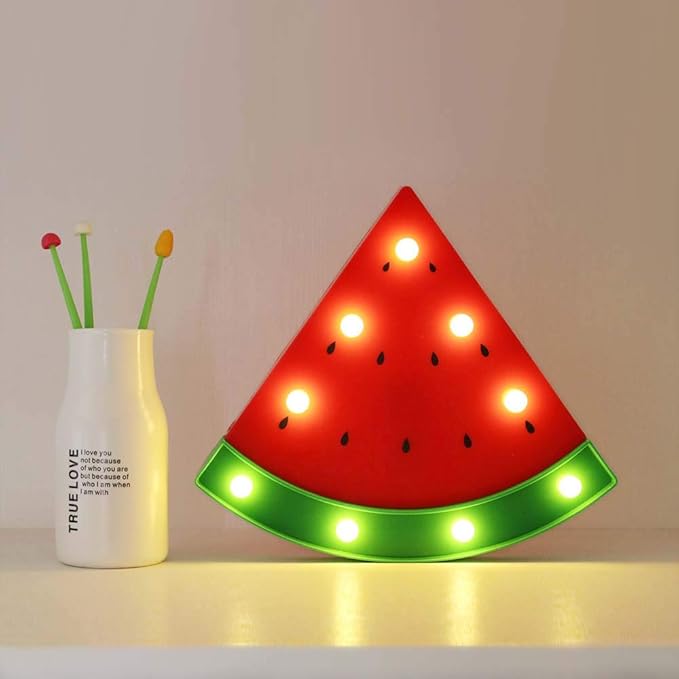 GUOCHENG Watermelon Marquee Light Decor Light LED Night Light Battery Operated Night Table Lamps for Nursery Children Kids Bedroom Lighting Decor, Birthday Christmas Gifts for Kids (Red Watermelon) - LeafyLoom