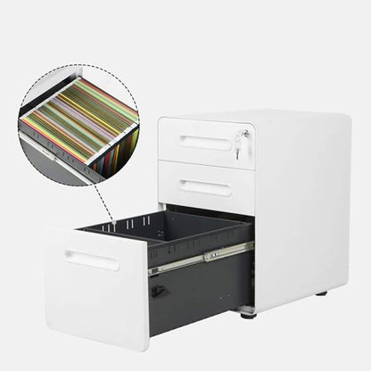 ApexDesk 3-Drawer Vertical Metal Mobile File Cabinet with Locking Keys - Light Gray Front Panel/White Body - LeafyLoom