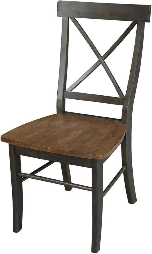 International Concepts X-Back Dining Chair, Height, Hickory/Washed Coal - LeafyLoom