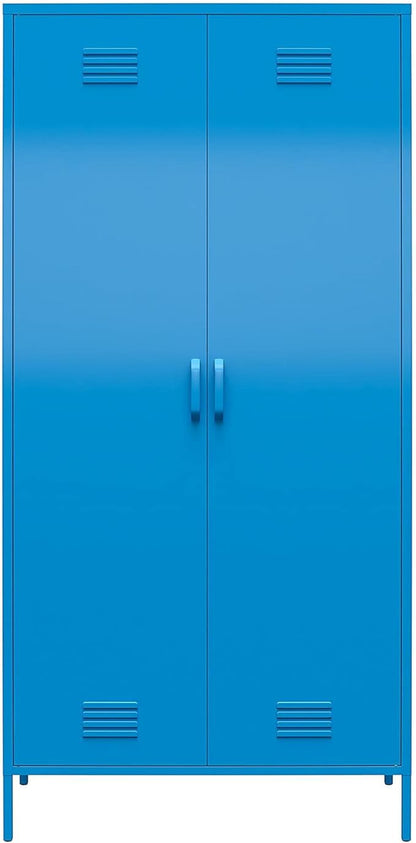 Novogratz Cache Tall 2 Door Metal Locker Cabinet, Blue - LeafyLoom