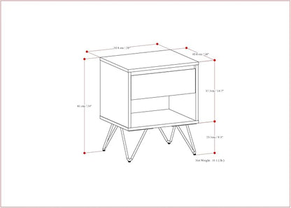 SIMPLIHOME Hunter Nightstand, 20 inch, Oak - LeafyLoom