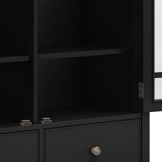 SIMPLIHOME Connaught Low Storage Cabinet, 46 inch, Black - LeafyLoom