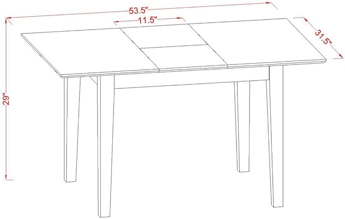 East West Furniture NOIP3-BMK-W 3 Piece Kitchen Set Contains a Rectangle Dining Room Table with Butterfly Leaf and 2 Solid Wood Seat Chairs, 32x54 Inch - LeafyLoom