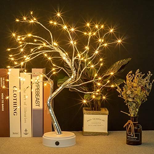 Lake Industries 20" LED Firefly Tree Lights | Bonsai - Bedroom, Desk Top, Table Lamp Decoration | USB/Battery Operated | Touch Switch | DIY Adjustable Branches | Home Party Holiday | Warm Lighting - LeafyLoom