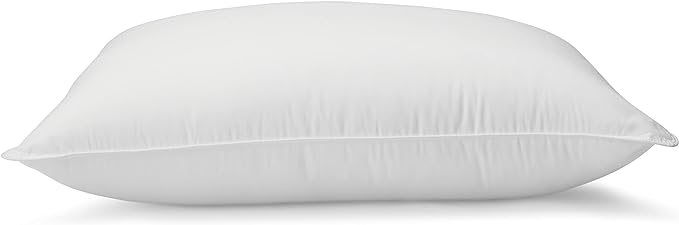 Amazon Basics Down Alternative Bed Pillow, Medium Density for Back and Side Sleepers, Standard, 26 x 20 Inch - Pack of 2, White - LeafyLoom