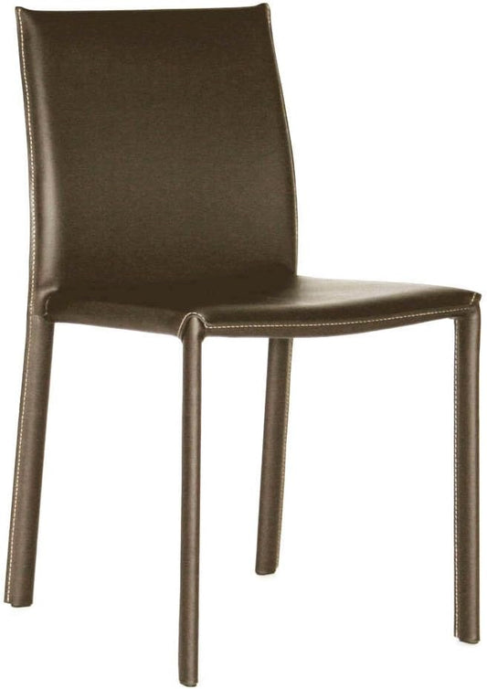 Baxton Studio Leather Dining Chair, Set of 2, Espresso Brown - LeafyLoom