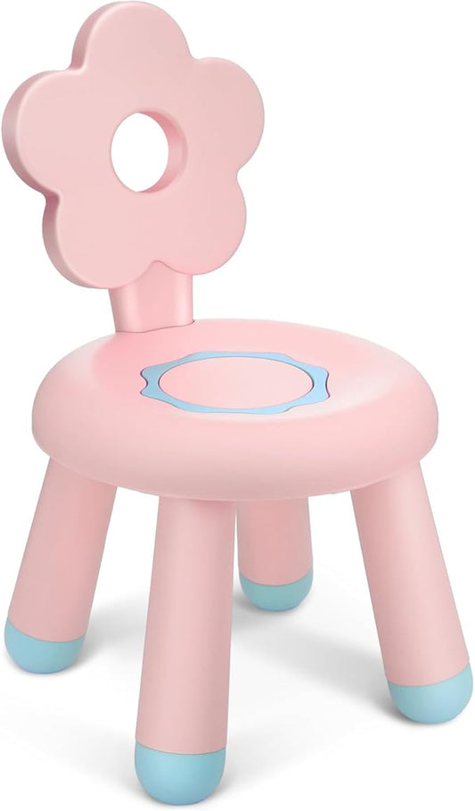 Layhit Plastic Toddler Chair for Boys and Girls Toddler Beach Chair 11.8 x 20 Inch Flower Kids Chairs for Table Beach Lawn Indoor Outdoor Playroom Nursery School Home Use(Pink) - LeafyLoom