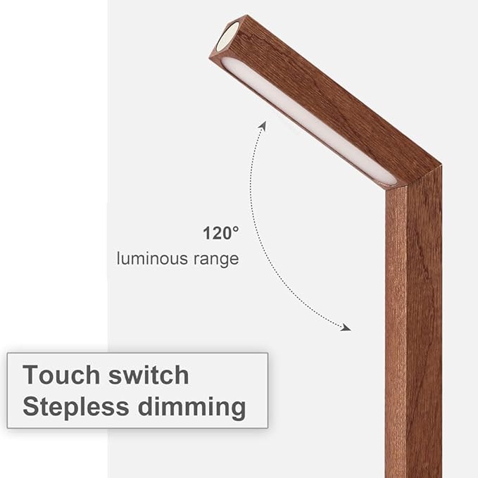 LANDGOO LED Desk Lamp for Home Office,Desk Light Touch Control Foldable Dimmable Lamp Wall Lamp Wooden Night Light (Sapele Wood) - LeafyLoom