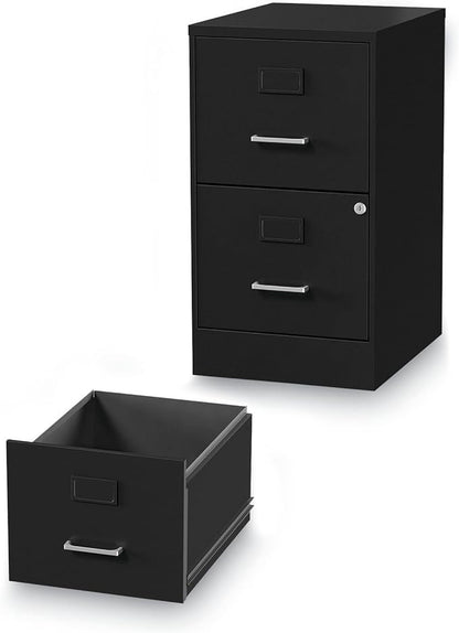 Alera 2806262 14 in. x 18 in. x 24.1 in. Soho 2-Drawer Vertical Letter File Cabinet - Black - LeafyLoom