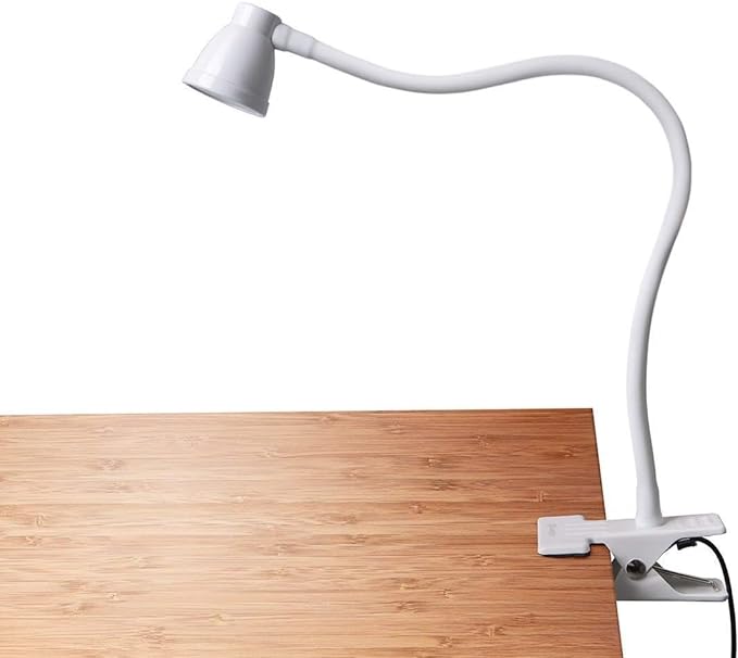 Clip on Reading Light, Clamp Lamp for Desk, 3000-6500K Adjustable Color Temperature, 6 Illumination Modes, 10 Led Beads(White) - LeafyLoom