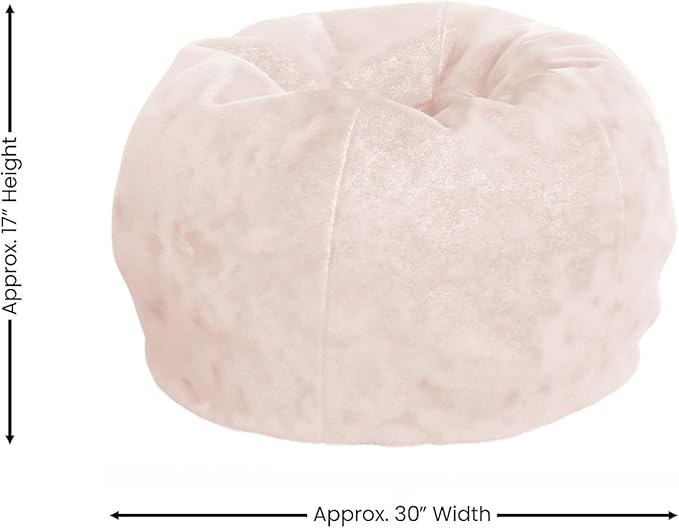 Flash Furniture Dillon Small Blush Furry Bean Bag Chair for Kids and Teens - LeafyLoom