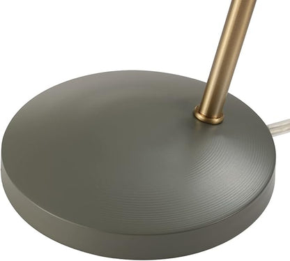 Globe Electric 52298 Harper 16" Desk Lamp, Matte Gray, Matte Brass Arm and Pivot Joint, in-Line On Off Switch - LeafyLoom