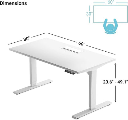 Standing desk with Bamboo top. Adjustable height desk 60"x30". Dual motor stand up motorized computer desks for home office - LeafyLoom